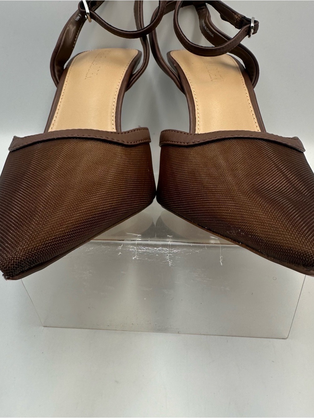 Steve Madden Alliance-M Brown Leather Mesh Heel Womens 10M Ankle Strap Cushion - Picture 3 of 12